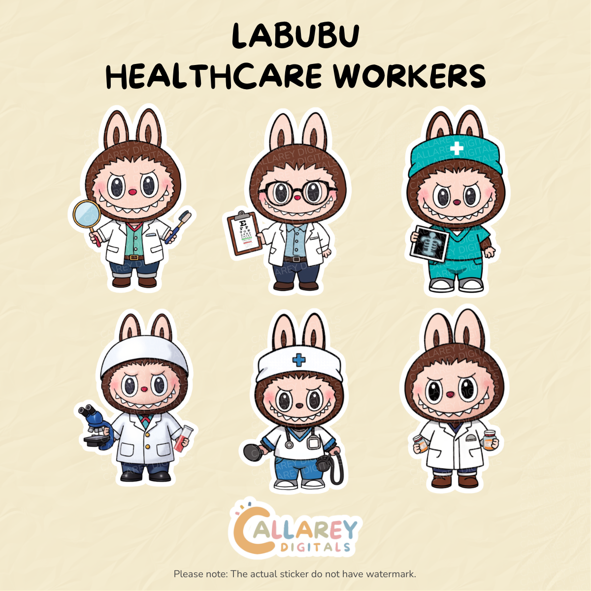 La bu bu Healthcare Workers Medical Profession Vinyl Stickers Set