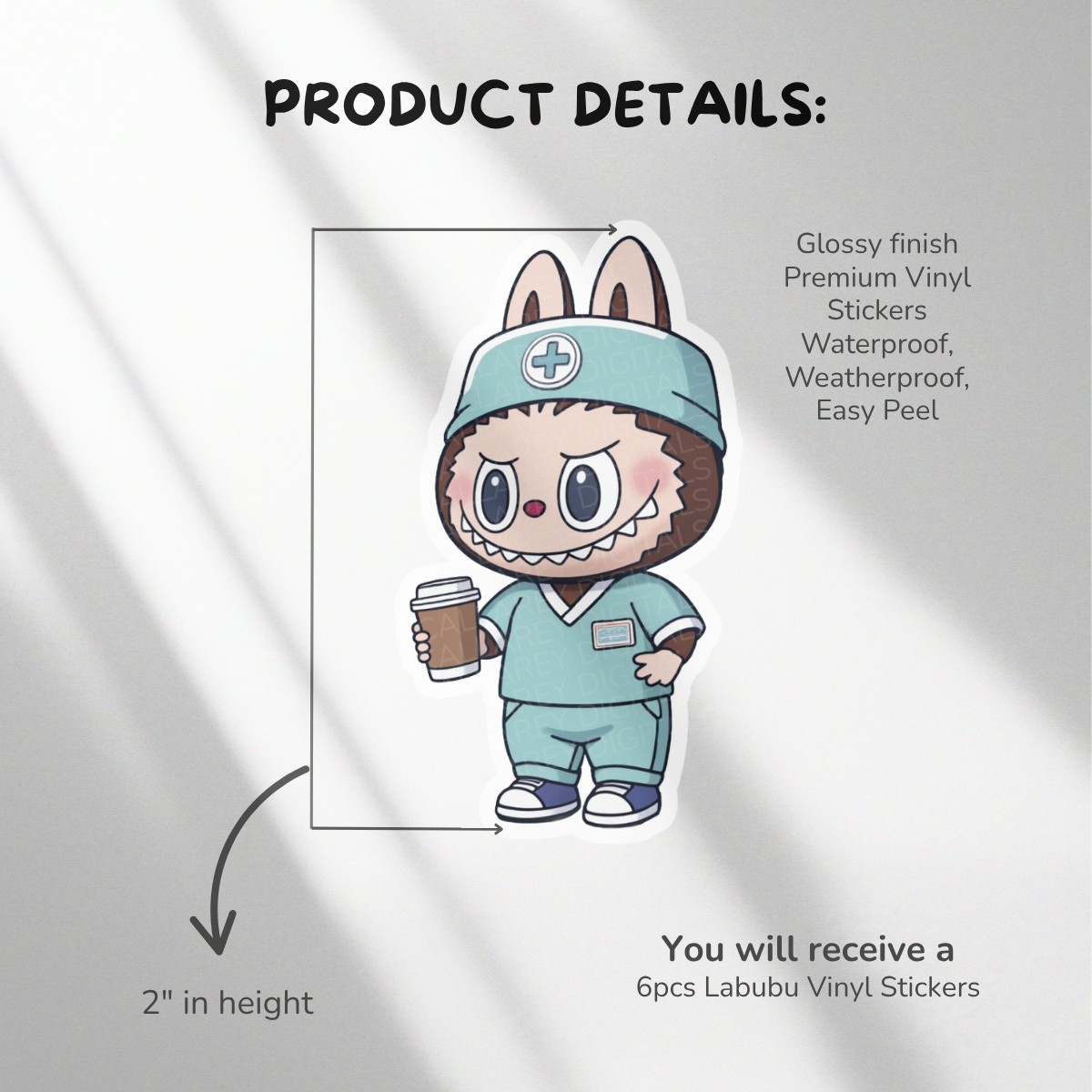 La bu bu Healthcare Workers Medical Profession Vinyl Stickers Set
