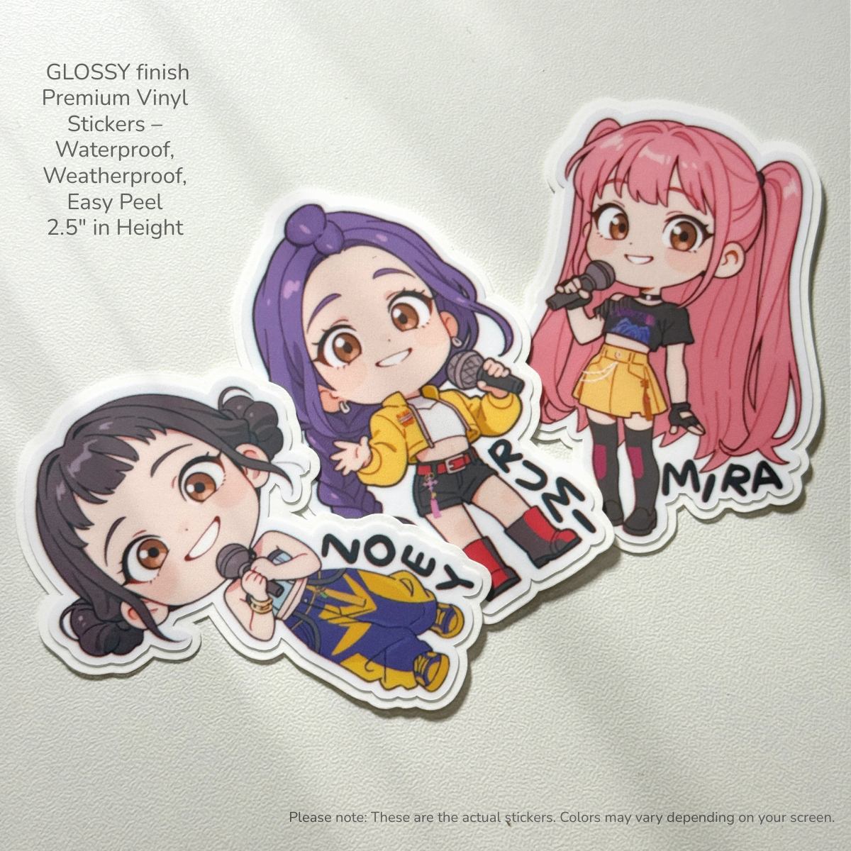 Kpop Demon Hunters l KPDH l Rumi, Zoey, Mira | Waterproof, Vinyl Stickers Set